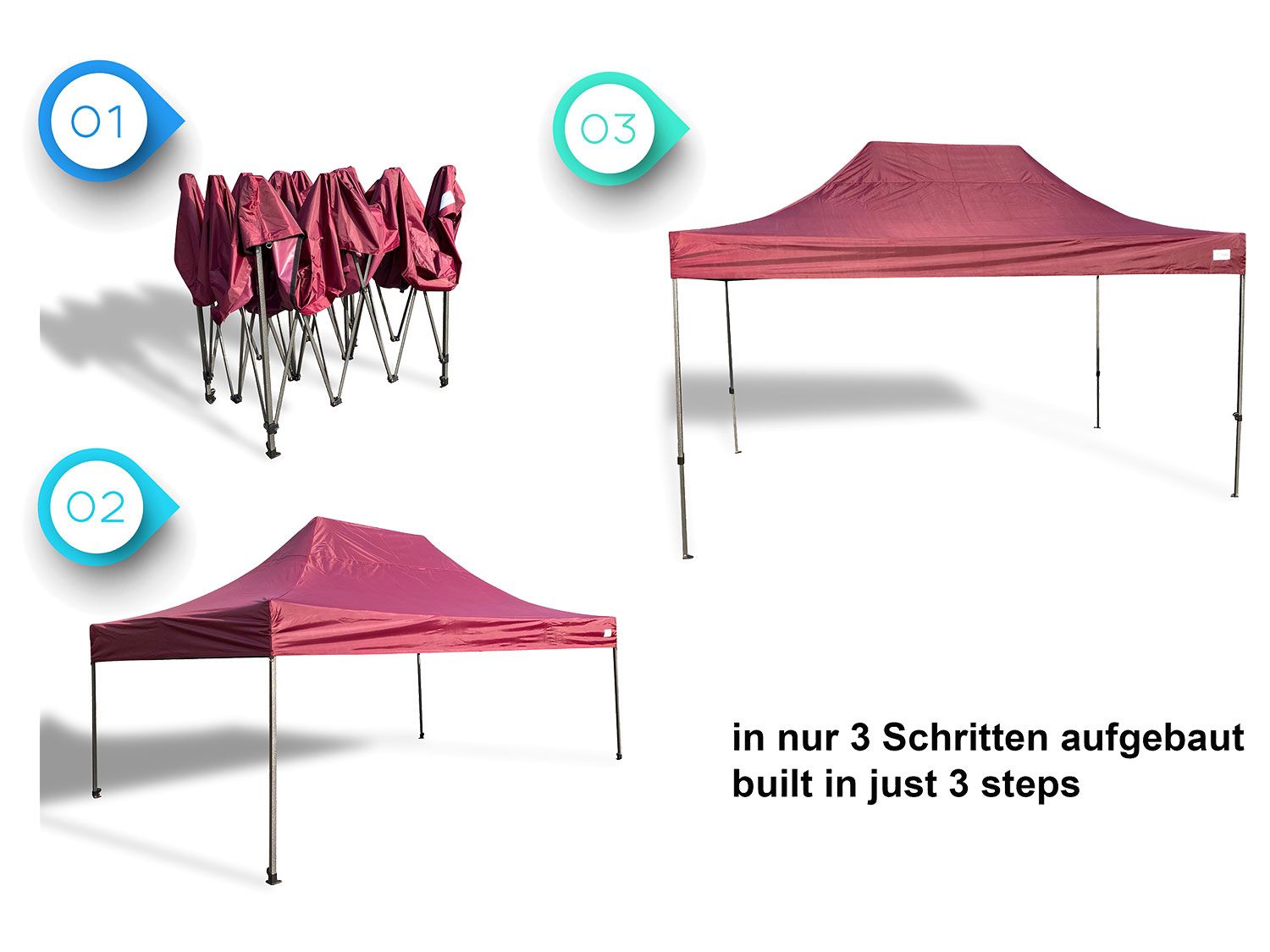 Thumbnail - Grasekamp Faltpavillon Premium Line (3x4,5m, Bordeaux)