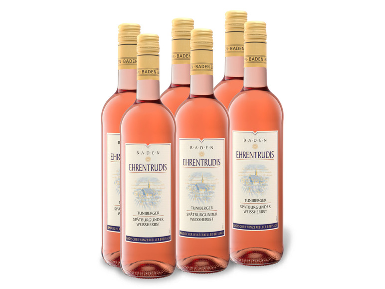 6 x 0,75-l-Flasche Weinpaket Ehrentrudis Tuniberger Spätburgunder Weißherbst QbA, Roséwein