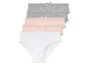 Drei Paar Mädchenunterwäsche in weiß, rosa und grau