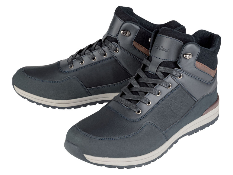Zwei Paar dunkelblaue FootFlexx High-Top-Sneaker.