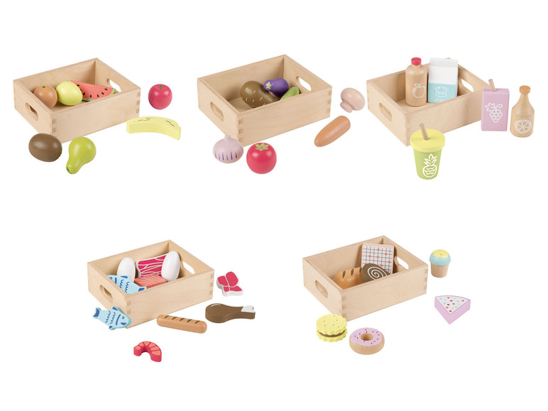 Gehe zu Vollbildansicht: Playtive Holzspielzeug Lebensmittelboxen - Bild 1