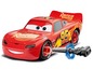 Ein rotes Spielzeugauto von Lightning McQueen mit dem Rust-eze Logo.