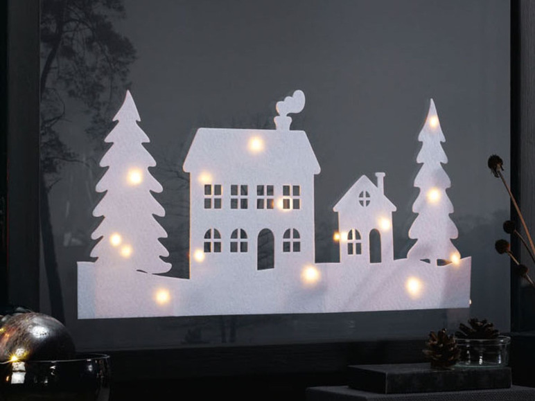 Gehe zu Vollbildansicht: MELINERA® Weihnachtsbilder, mit Lichterkette, aus Filz - Bild 3