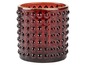 Roter Glas-Kerzenhalter mit Noppen.