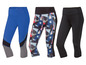 Drei Paar Sportleggings mit verschiedenen Mustern