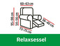 Maße eines Relaxsessels mit Fußstütze.