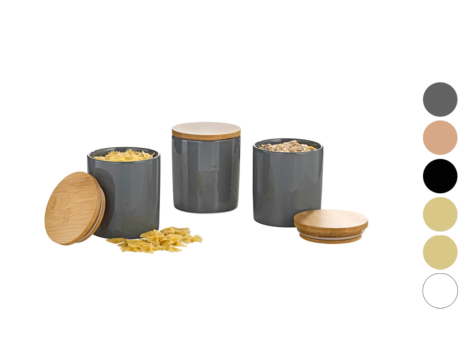 Esmeyer Porzellandosen mit Bambusdeckel 3er Set | LIDL | Einkaufskörbe