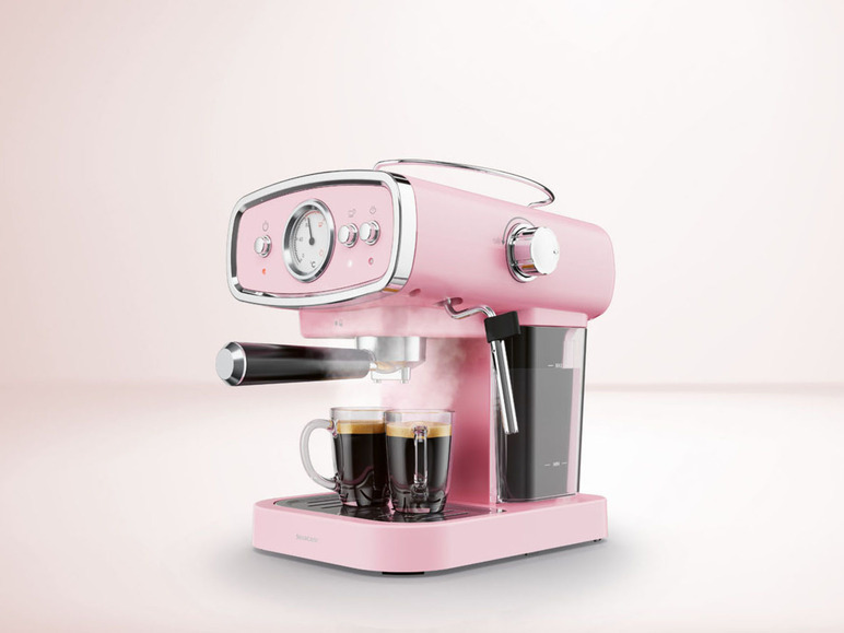 Gehe zu Vollbildansicht: SILVERCREST® KITCHEN TOOLS Espressomaschine rosa »SEM 1050 A1«, mit Siebträger - Bild 3