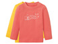 Zwei Langarmshirts für Babys mit einem niedlichen Raupenmotiv.