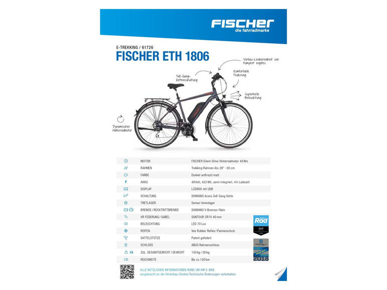 Gehe zu Vollbildansicht: FISCHER E-Bike Trekking "1806", 28 Zoll Modell 2021 - Bild 17