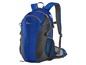 Blauer Rucksack mit Netz-Taschen.