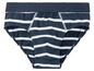 Blaue Boxershorts mit weißen Streifen.