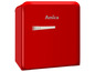 Ein roter Amica Mini-Kühlschrank.