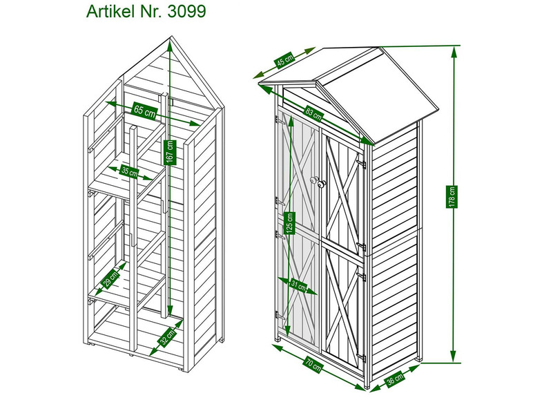 »Lena«, 178 HABAU grau 83 x cm, Gartenschrank 45 x