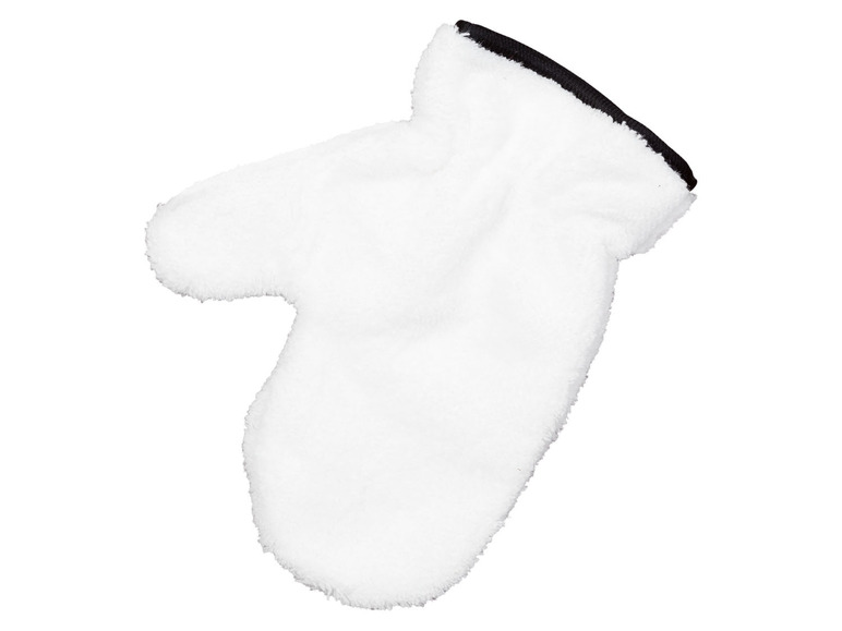 Ein weißer Mikrofaser-Handschuh zum Waschen von Autos.