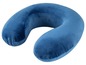 Blaues Nackenkissen zum Reisen.