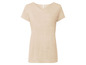 Beigefarbenes T-Shirt mit V-Ausschnitt.