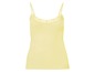 Ein hellgelbes Tanktop mit Spitze.