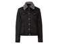 Schwarze Jeansjacke mit grauem Teddyfutter.