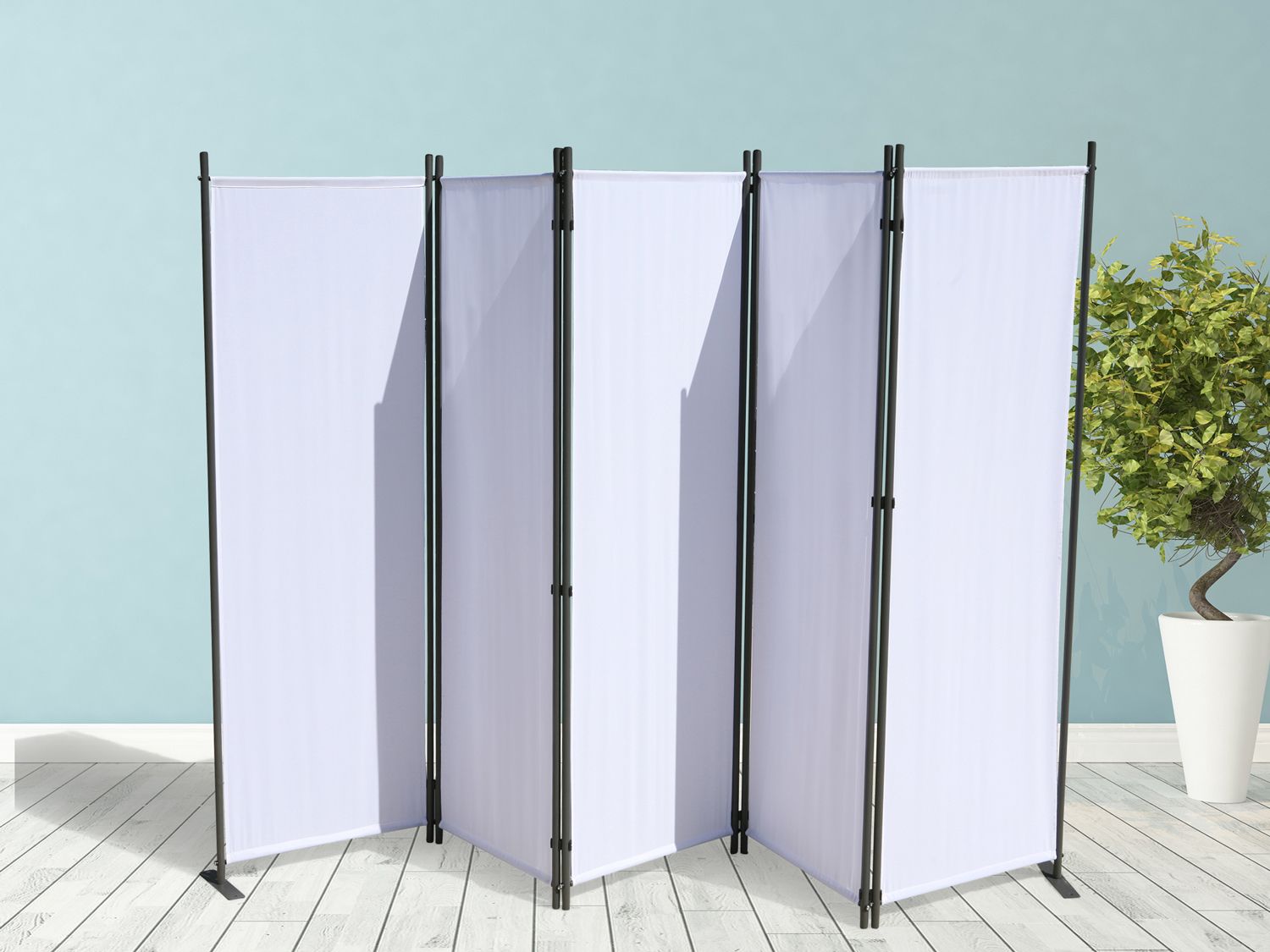 Thumbnail - Grasekamp Paravent uni (5-teilig, Weiß)