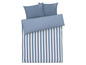 Blaue Bettwäsche mit Streifen und Dreiecken, Marke Mexx Essentials.