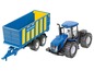 Ein blauer Spielzeugtraktor mit Anhänger