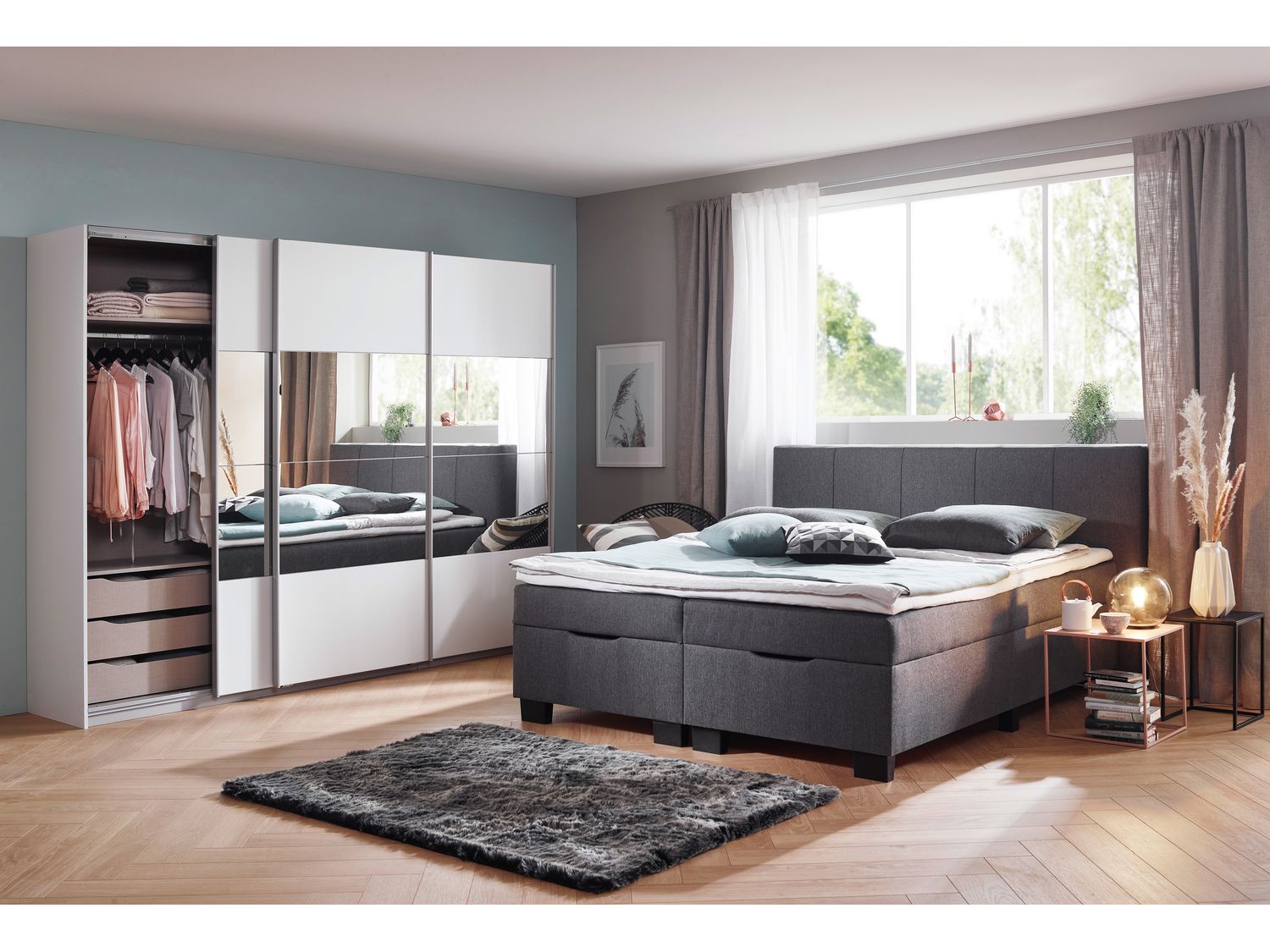 Thumbnail - SUN GARDEN Bett in Boxspringoptik „TOWNSVILLE“ (Anthrazit)