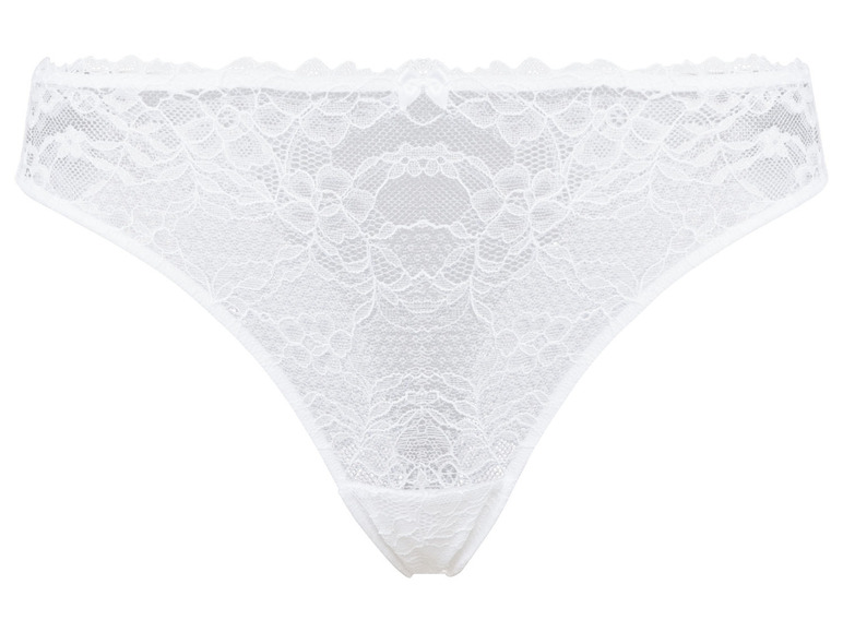 Weiße, Spitzen-Slip mit zarten Blumenmuster.