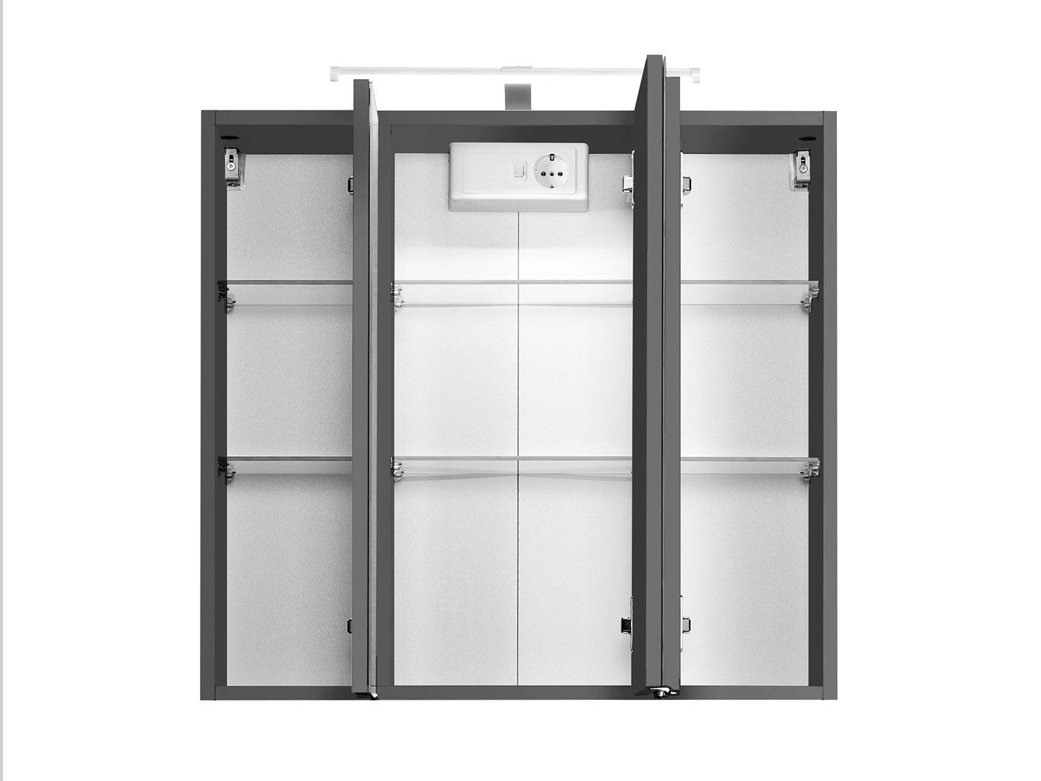 HELD Bologna 3D Spiegelschrank 60/70/80/90/100cm (LED Aufbauleuchte, Graphitgrau, 70 cm) – Bild 2 von 4