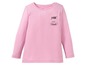 Rosa Langarmshirt mit dem Aufdruck 'Pink is my happy colour'.