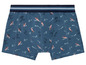 Blaue Boxershorts mit Surfer- und Palmen-Motiv
