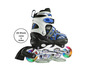 Blau-schwarze Inline-Skates mit LED-Rädern von Apollo.