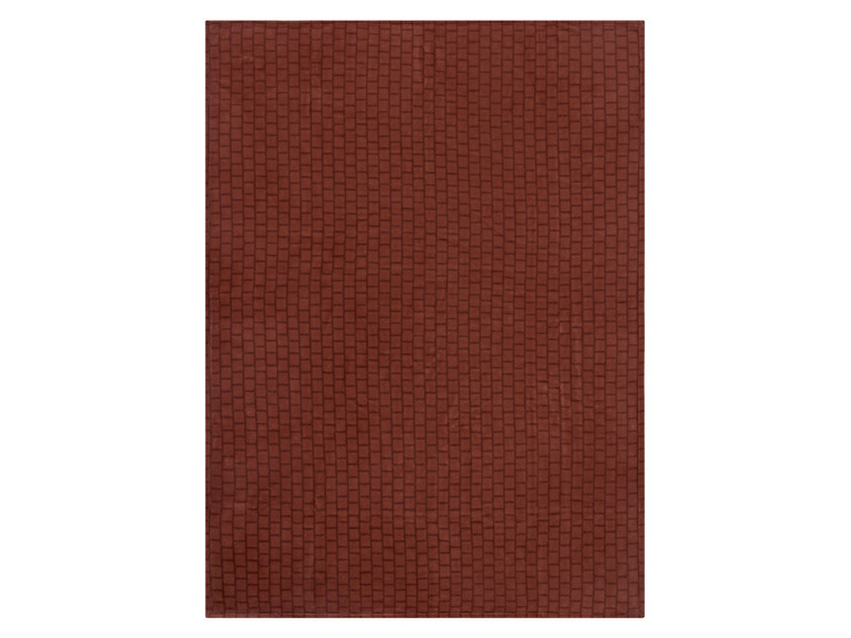 Rotbraunes, gewebtes Handtuch mit Karomuster.