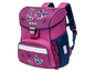 Ein rosafarbener Schulrucksack mit Schmetterlingen von der Marke Berlitz.