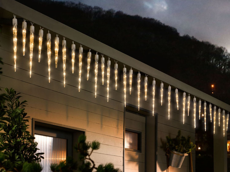 Gehe zu Vollbildansicht: MELINERA® Eiszapfenvorhang, 128 LEDs, 6-Stunden-Timer - Bild 4