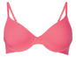 Ein rosa BH mit glatten Cups und dünnen Trägern.