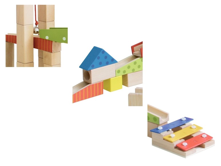 Gehe zu Vollbildansicht: roba Kugelbahn, Kinderspielzeug, 20 Glasmurmeln, 80 Bausteinen, ab 3 Jahren, aus Holz - Bild 3