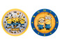 Zwei Minions-Uhren mit gelbem und blauem Rand.