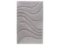 Grauer Teppich mit Wellenmuster.