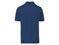 Ein dunkelblaues Poloshirt mit kurzen Ärmeln.