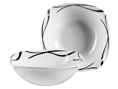 MÄSER - MÄSER Serie Oslo, Obstschale oder Salatschüssel 2er-Set, klassisch, zeitlos, elegant, Porzellan, schwarz-weiß