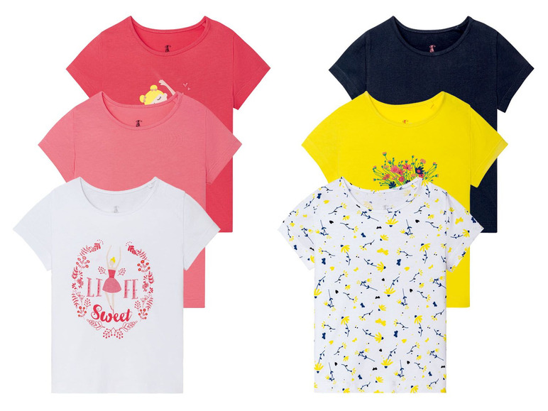 Gehe zu Vollbildansicht: LUPILU® Kleinkinder T-Shirts Mädchen, 3 Stück, mit Print - Bild 1
