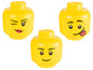 Drei gelbe LEGO-Figuren mit verschiedenen Gesichtsausdrücken.