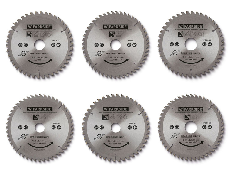 Sechs Parkside Sägeblätter für Holz