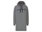 Grauer Hoodie-Kleid mit dem Schriftzug 'Sweat off the stress'.