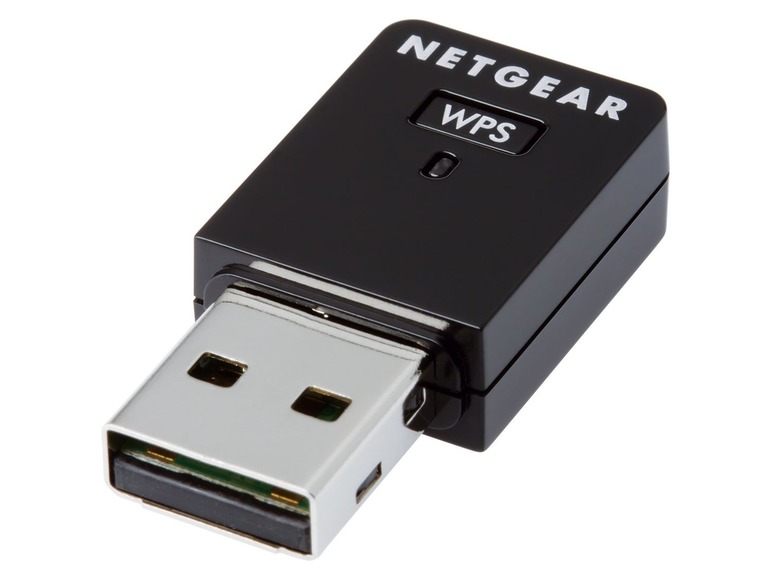 Ein schwarzer Netgear USB-WLAN-Adapter.