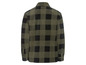 Grün-schwarzes kariertes Fleece-Hemd.