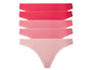 Fünf Stück String-Unterwäsche in rosa und rot.