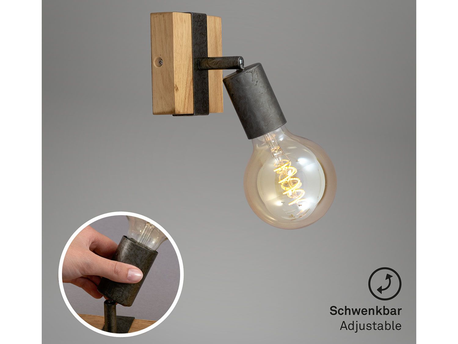 Thumbnail - Briloner Wand- Deckenleuchte Vintage Holz, verschiedene Ausführungen (1er Spot)