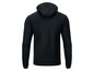 Schwarzer Hoodie mit Kapuze.